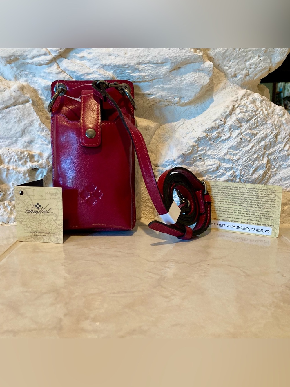 NWT and registration card Patricia Nash Farleigh cross body in magenta